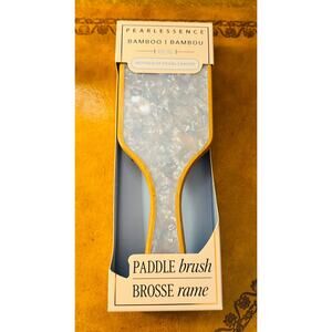 Pearlessence Bamboo With Blue Mother Of Pearl Paddle Brush NEW